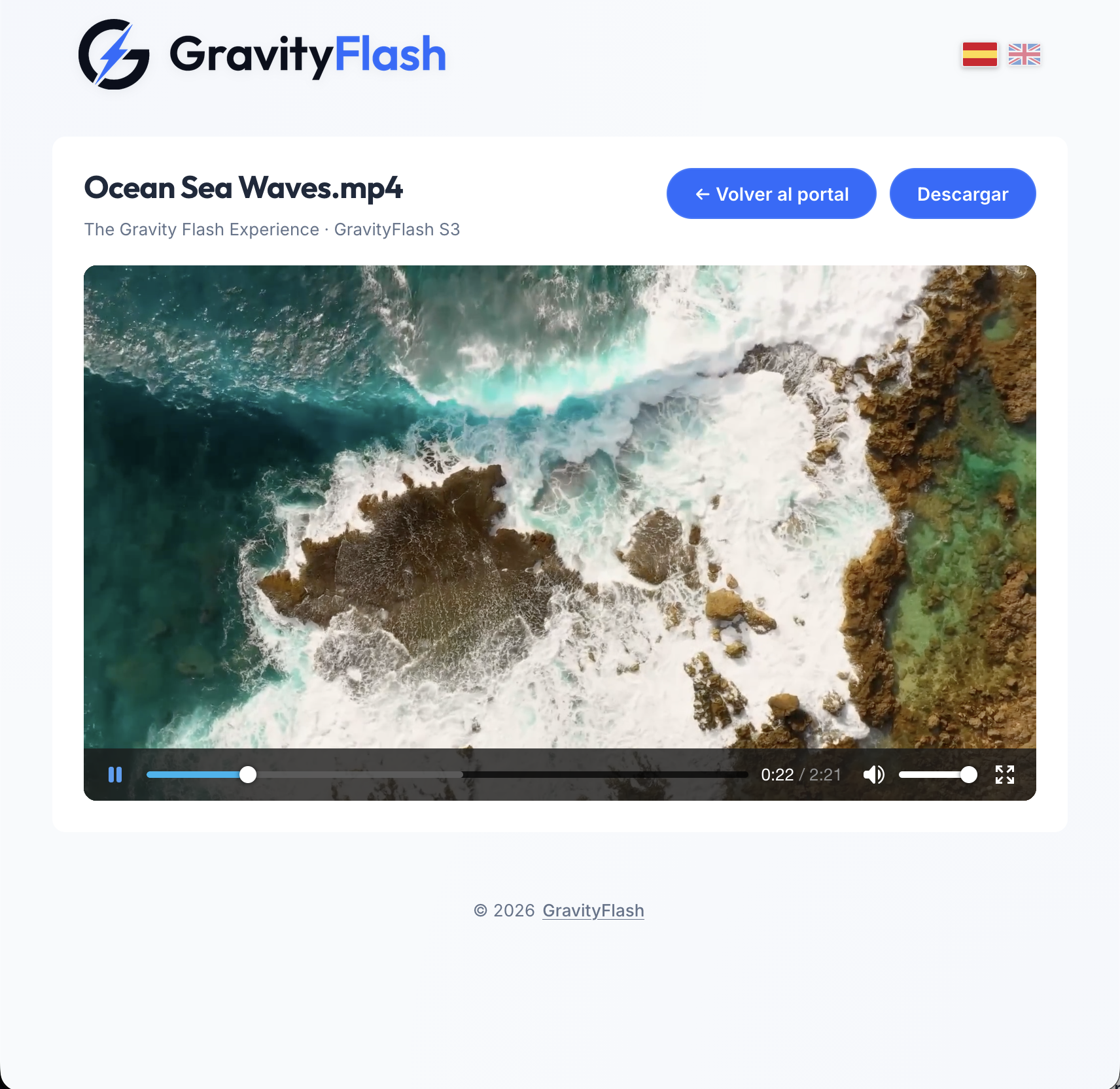 Reproductor multimedia en GravityFlash